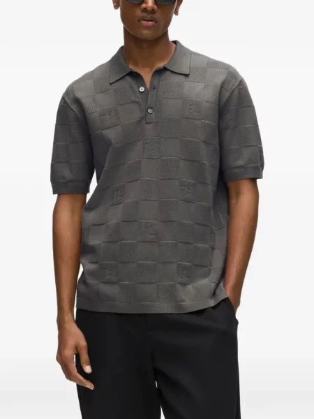 Tricou polo Karl Lagerfeld gri