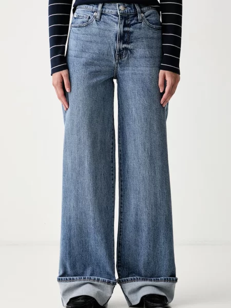 DKNY blugi wide leg pentru femei albastru