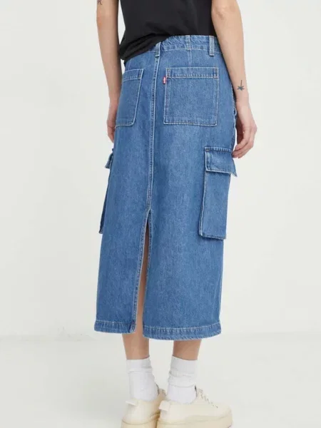 Džínová sukně Levi's midi áčková modré