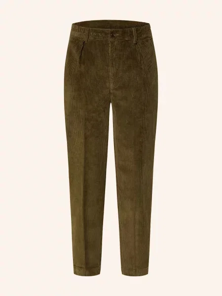 Barbour Oblekové Kalhoty Slim Fit Z Manšestru olive khaki