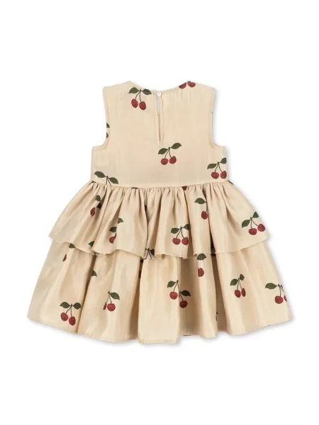 Konges Sløjd šaty s rozšíreným strihom FANYA CHERRY DRESS béžová