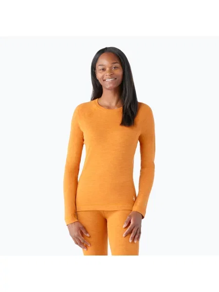 Дамска термо тениска Smartwool Merino Baselayer Crew Boxed maralade heather жълто