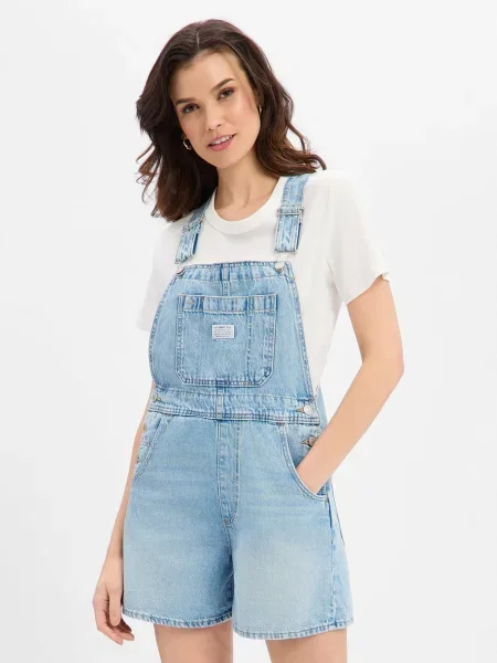 Levi's ogrodniczki jeansowe UTILITY SHORTALL niebieski
