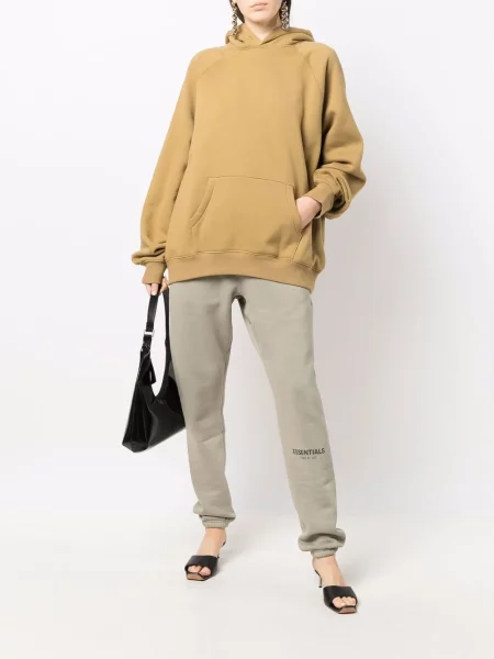 Mikina s kapucí Fear Of God Essentials s potiskem zelená