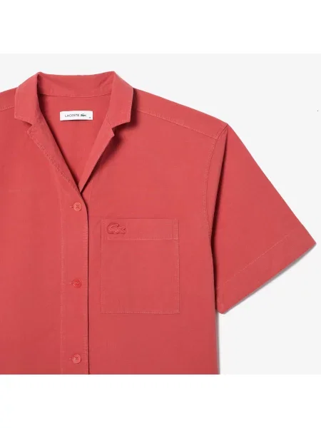 Lacoste Koszula Z Krótkim Rękawem Oversize różowa