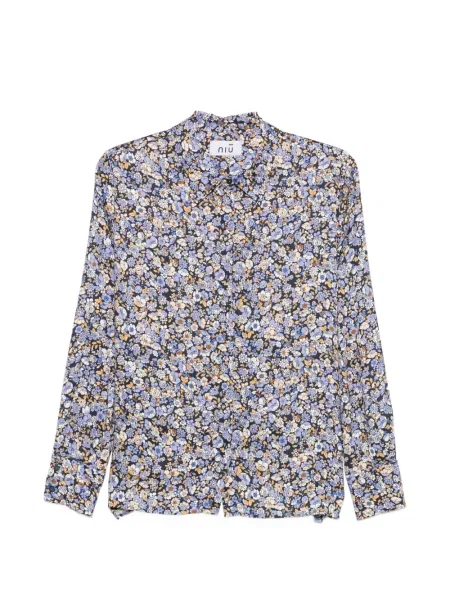Lung cămașă Niu' cu model floral cu imagine albastru