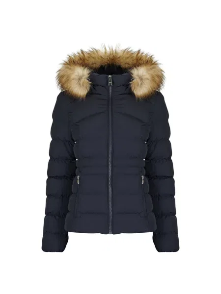 Blană artificială geacă Superdry cu glugă albastru