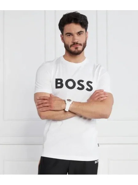 BOSS BLACK Tricou Tiburt alb