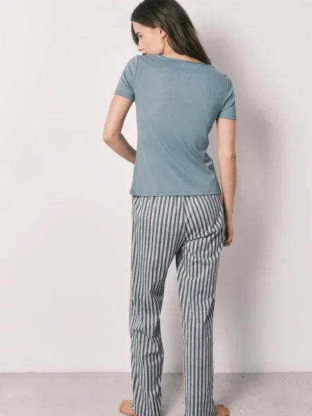 Women'secret dvoudílné pyžamo s viskózou modré