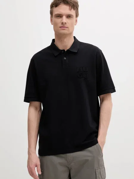 HUGO polo de neted negru