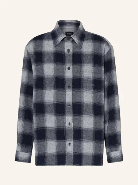 A.P.C. Flanelová Košile Malaury Comfort Fit / tmavě modrá šedá