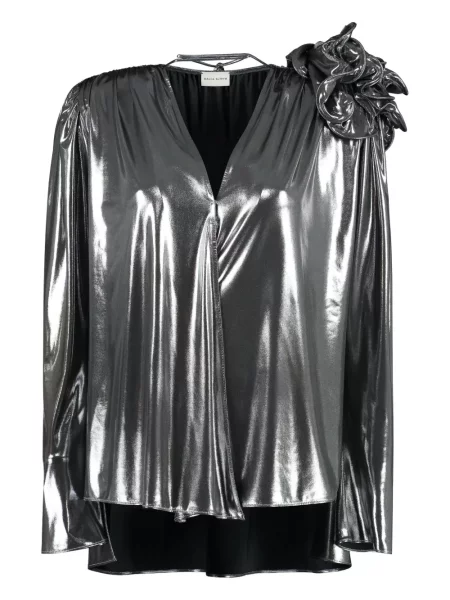 Bluză Magda Butrym cu decolteu în V argintiu