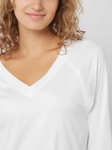 Koszula nocna z dekoltem w łódkę i rękawami o dł. Hanro biała