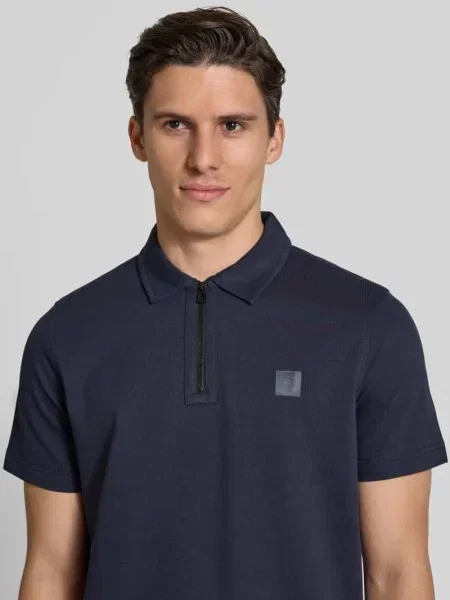 Koszulka polo o kroju regular fit z detalem z logo Lerros czarna