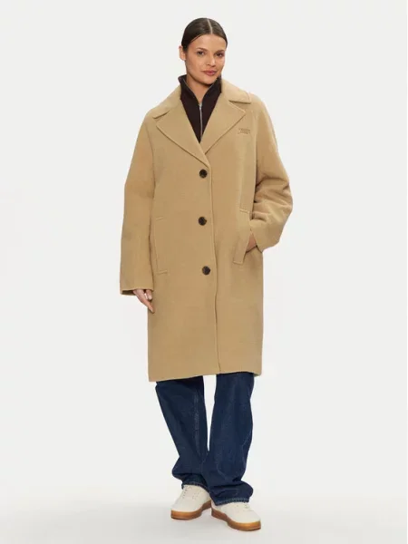 Tommy Jeans Vlněný kabát béžová