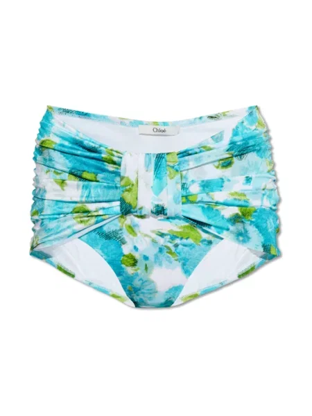 Lniane bikini Chloe z nadrukiem niebieskie
