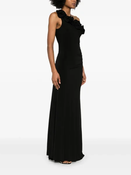 Rochie maxi Nissa cu model floral de costum negru