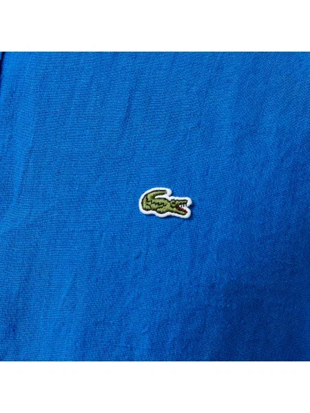 Lacoste Lniana Koszula Button-Down Regular Fit niebieska