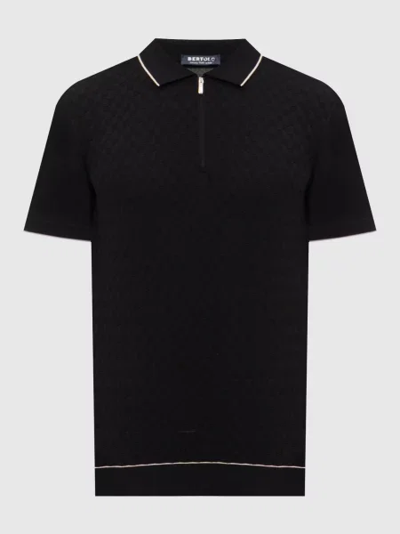 Поло із шовком з контрастним окантуванням Bertolo Cashmere чорне