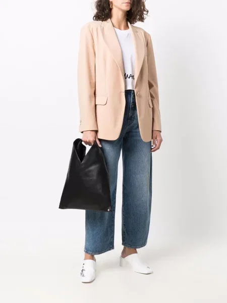 Iš natūralios odos odinė rankinė Mm6 Maison Margiela juoda