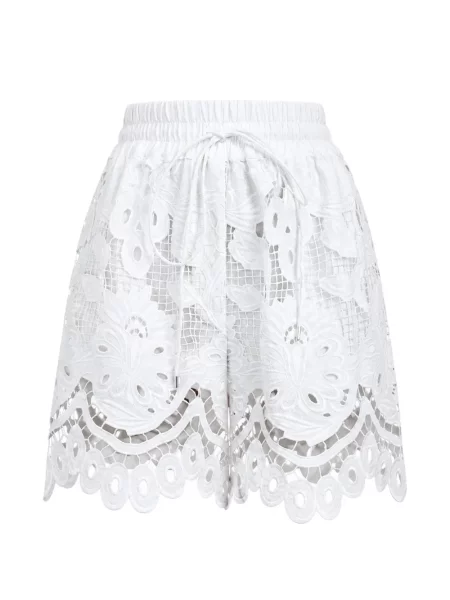 Pantaloni scurți Dolce & Gabbana cu model floral din dantelă alb