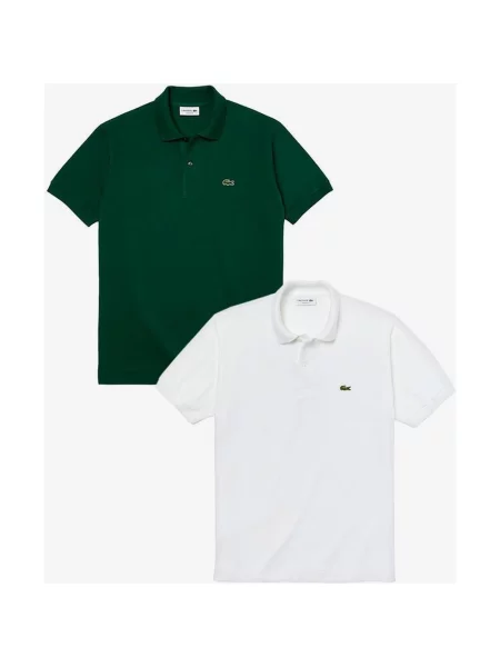 Pack koszulka polo Lacoste Classic Fit krótki rękaw zielona 2 sztuki XS biała