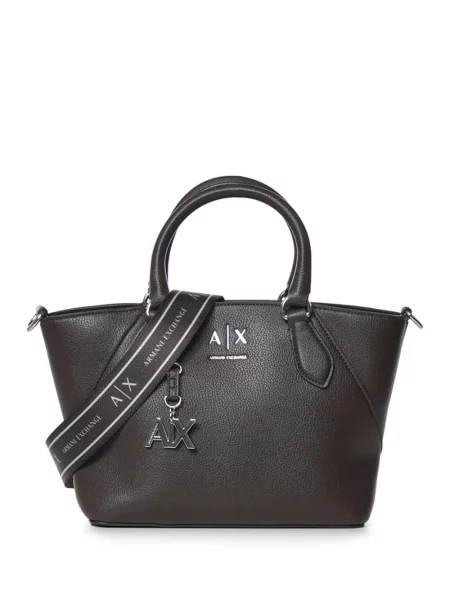 Geantă shopper Armani Exchange cu autograf maro