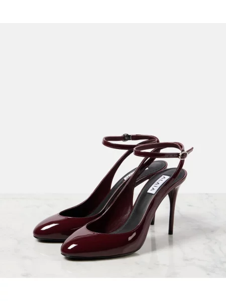 Pantofi cu toc Alaïa din piele de lac bordo