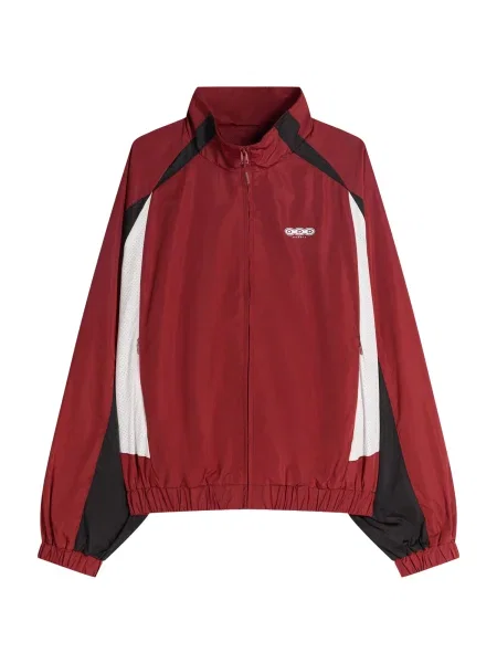 Bershka Prehodna jakna temno rdeča / črna bela