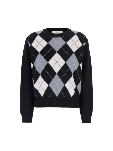 Sweter Dunst wełniany z wzorem argyle czarny