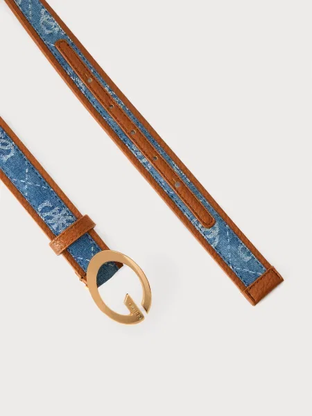 GUESS Opasky CAMDEN denim / hnedá modrá