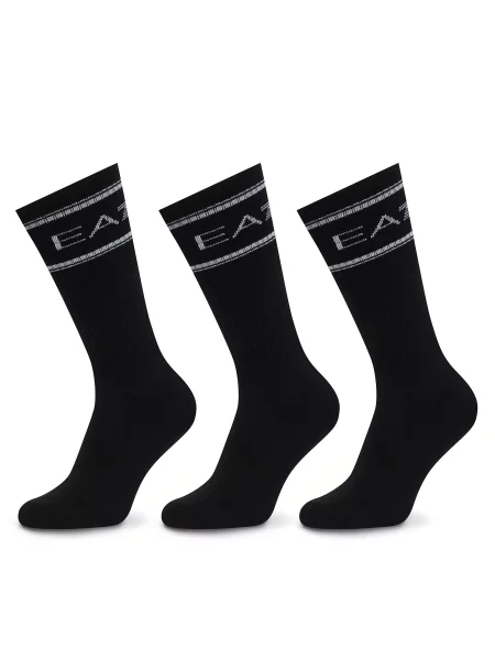 Ponožky Emporio Armani Train Socks Sponge 3 pairs black / black / black černé