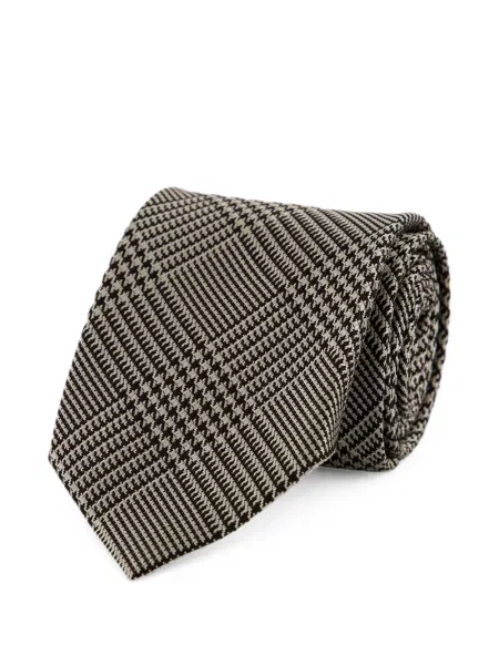 Cravată Tom Ford de mătase în carouri negru
