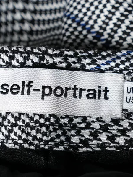 Καρό παντελόνι Self-portrait με βολάν γκρι