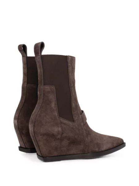 Cizme scurte Rick Owens cu pană maro