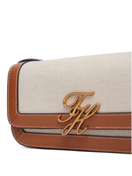 Torbica Tommy Hilfiger Th Script Flap Crossover Canvas Krem bež