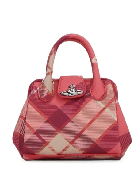 Geantă shopper Vivienne Westwood în carouri roz