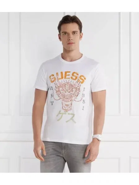 GUESS Tricou DRAGON alb