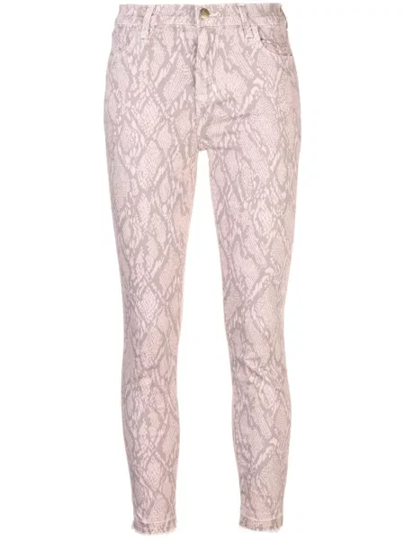 Skinny jeansy skinny J-brand z nadrukiem różowe