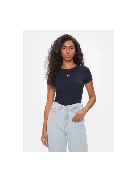 Koszulka Tommy Jeans ze stretchu niebieska