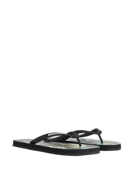 Șlapi Dsquared2 cu imagine negru