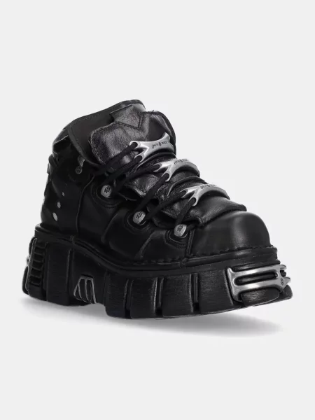 New Rock sneakers din piele Itali Negro + Nomada Negro + Tower Negro Acero negru