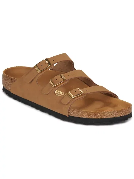 Birkenstock papuci din piele Florida maro