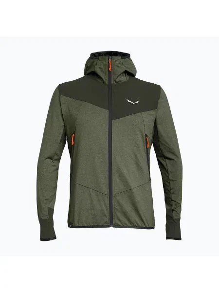 Férfi trekking pulóver Salewa Agner Hybrid PL/DST FZ dark olive melange Agner Hybrid PL/DST FZ zöld