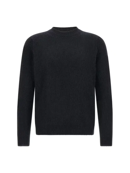 Sweter Zanone wełniany ze sznurkiem czarny