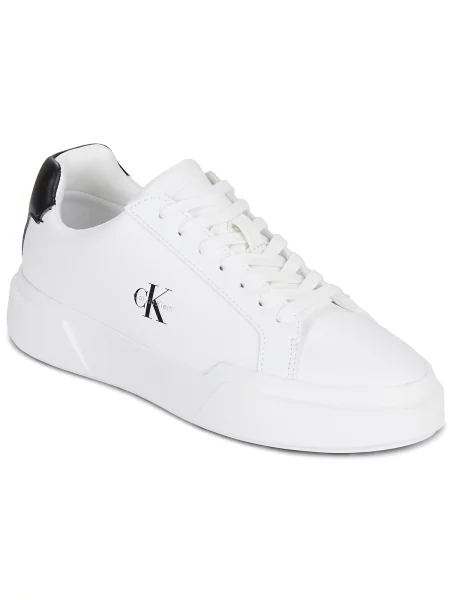 Calvin Klein Sneakersy Chunky Cupsole Laceup Lth Ml biela