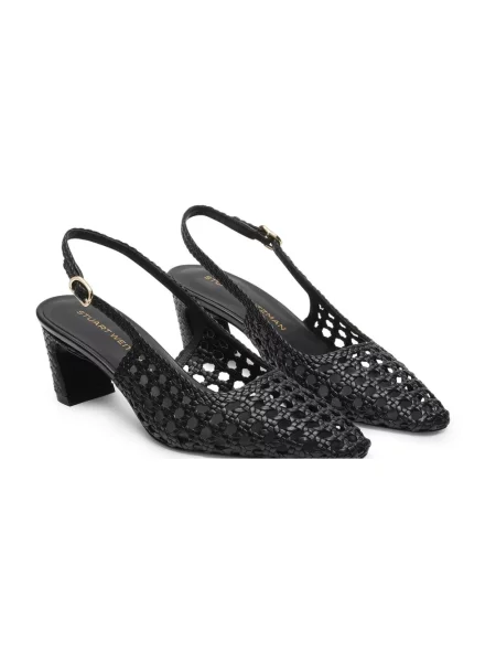 Czółenka Stuart Weitzman skórzana z otwartą piętą czarna