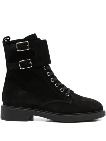 Botine Gianvito Rossi din piele de căprioară cu cataramă negru