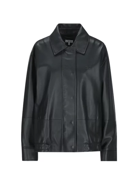 Geanta de piele Loewe cu autograf negru