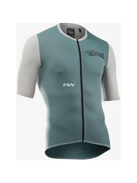 Koszulka rowerowa Northwave Essence Evo krótki rękaw zielonkawo-niebiesko-biała XS biała